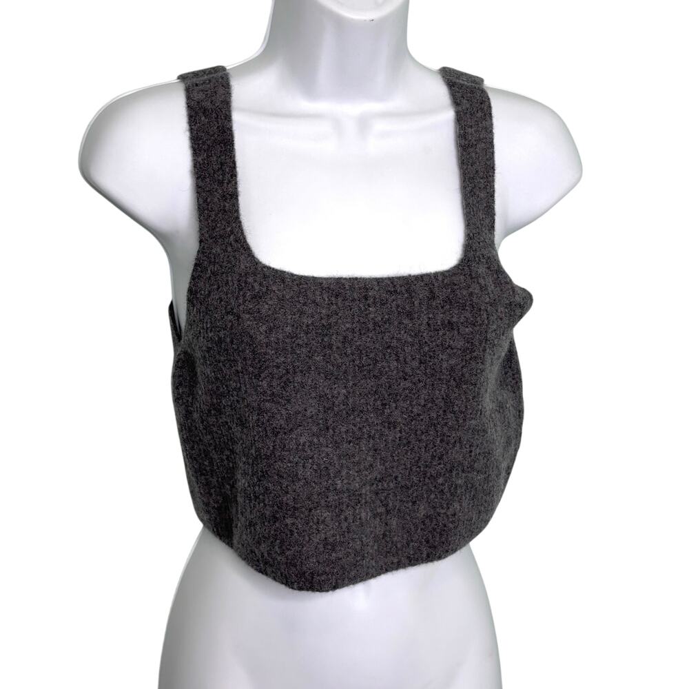 Everlane Wool Blend Yak Ribbed Full Coverage Crop Tank Top Gray L